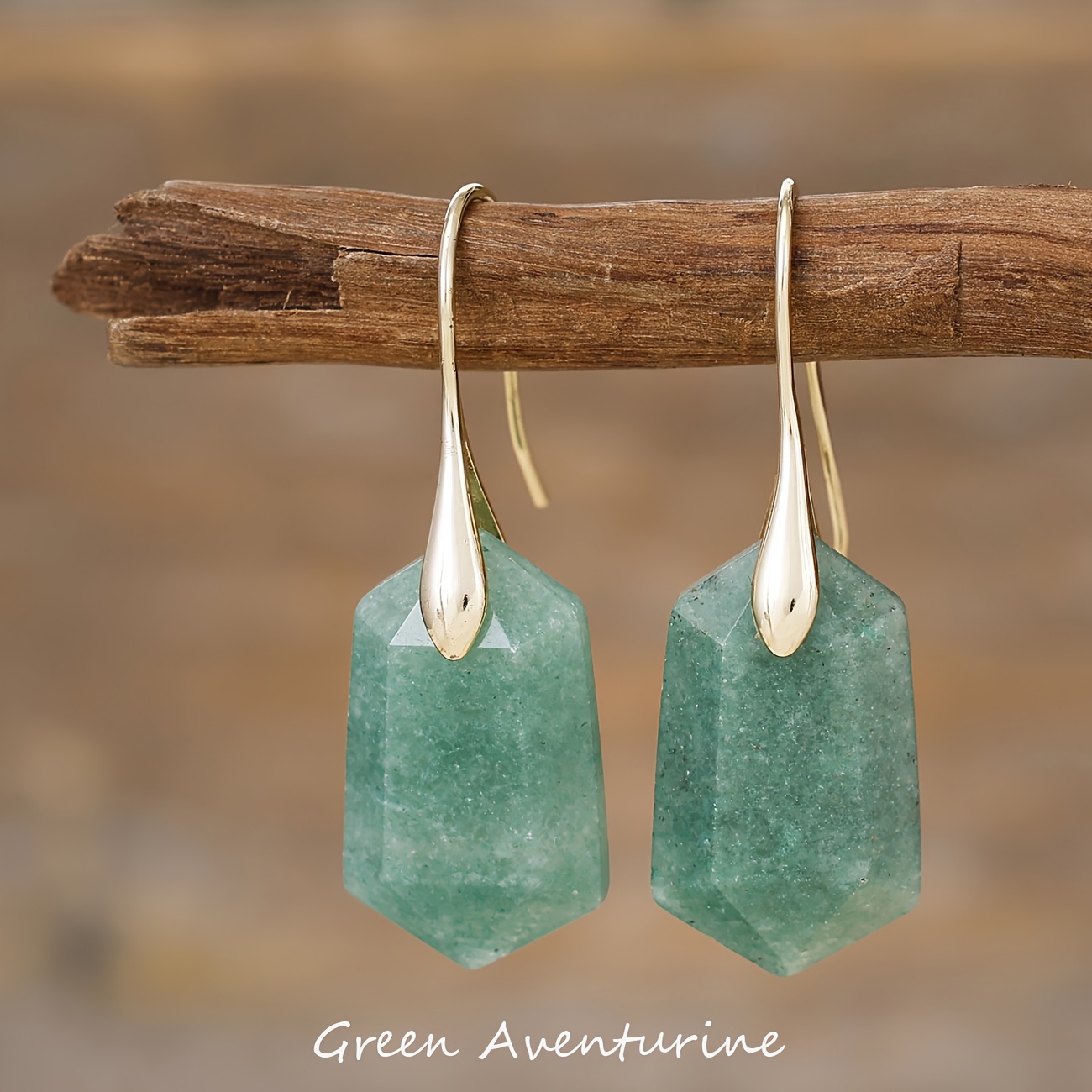 Fashionable Natural Stone Earrings with Golden Hooks
